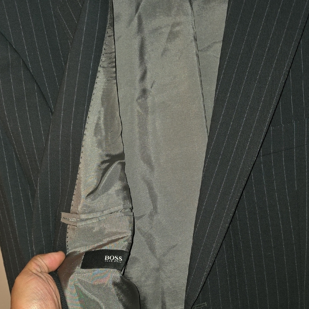 BOSS Men's Grey Pinstripe Blazer
